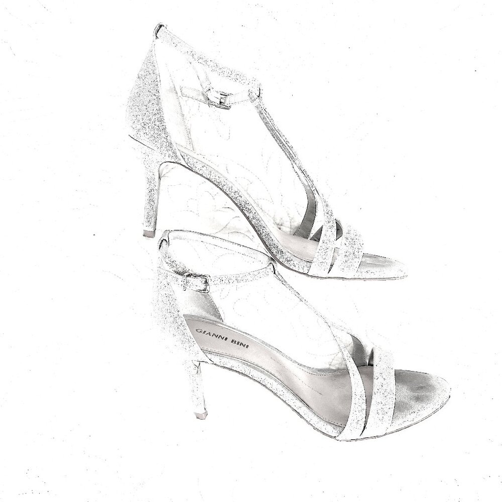 Gianni Bini Silver Sparkle High Heel Shoes, 3.5" Heels